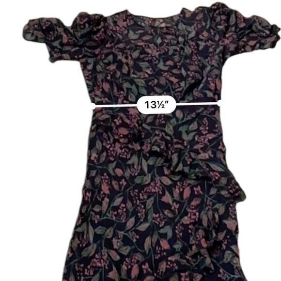 RTR Saloni Vida Ruffled Silk Georgette Asymmetric Hem Floral Midi Dress Sz 6 - Picture 12 of 13